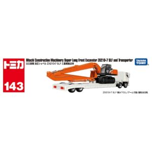 Tomica 143 - Hitachi Construction Machinery Super Long Excavator ZX210-7 SLF and Heavy Equipment Transporter
